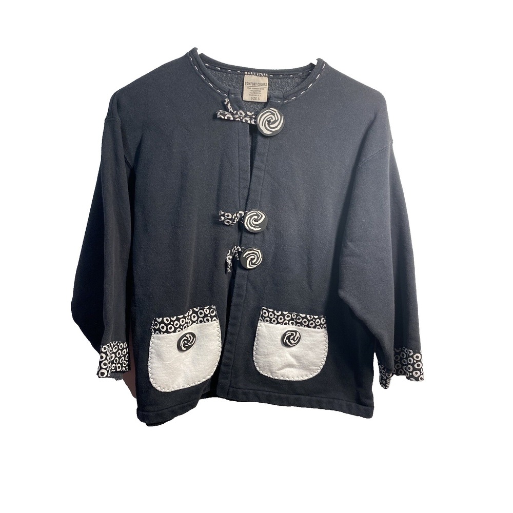comfort colors‎ womens vintage sweater size small black white